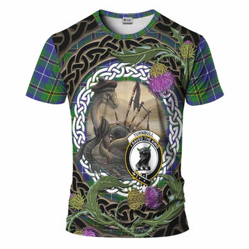 Turnbull Tartan Crest Bagpipe Nessie T-Shirt Scottish Loch Ness Monster Celtic Thistle