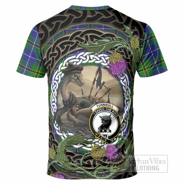 Turnbull Tartan Crest Bagpipe Nessie T-Shirt Scottish Loch Ness Monster Celtic Thistle