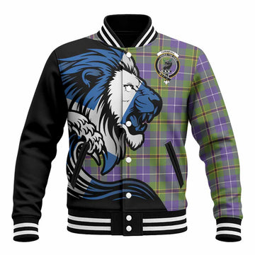 Turnbull Tartan Crest Baseball Jacket Scottish Golden Lions Wave Flow