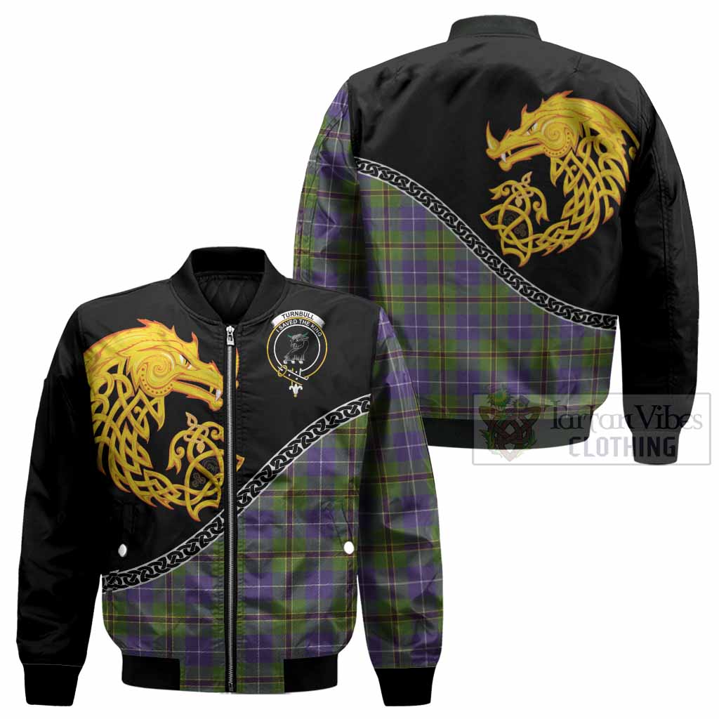 Turnbull Tartan Crest Bomber Jacket Legendary Dragon Knot Half Style