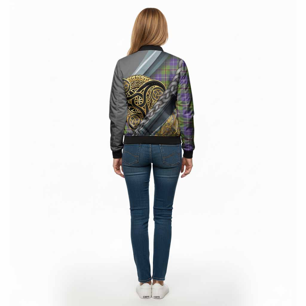 Turnbull Tartan Crest Bomber Jacket Scottish Triskele Celtic