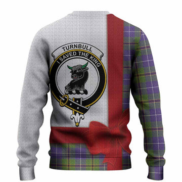 Turnbull Tartan Crest Christmas Christmas Ugly Sweater Highland Cow Bagpipes Coquette Bow Style