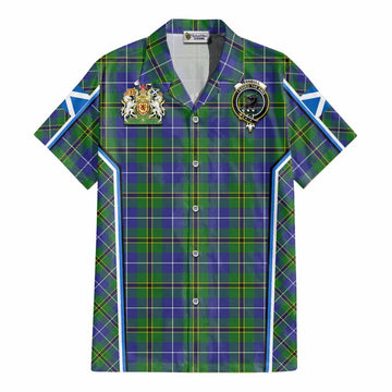 Turnbull Tartan Crest Cotton Hawaiian Shirt Scotland Coat of Arm Flag Style - Tartan Vibes Clothing