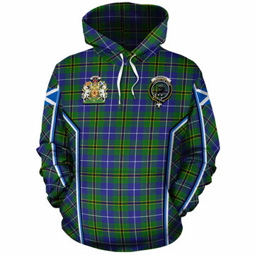 Turnbull Tartan Crest Cotton Hoodie Scotland Coat of Arm Flag Style