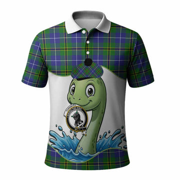 Turnbull Tartan Crest Cute Nessie Polo Shirt Scottish Loch Ness Monster