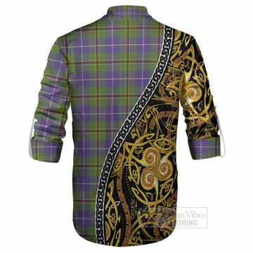 Turnbull Tartan Crest Ghillie Shirt Celtic Knot and Triple Trickle Spiral Symbols