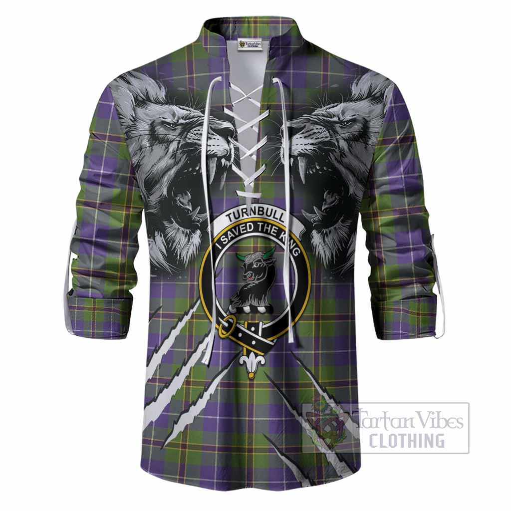 Turnbull Tartan Crest Ghillie Shirt Ferocious Lion Style