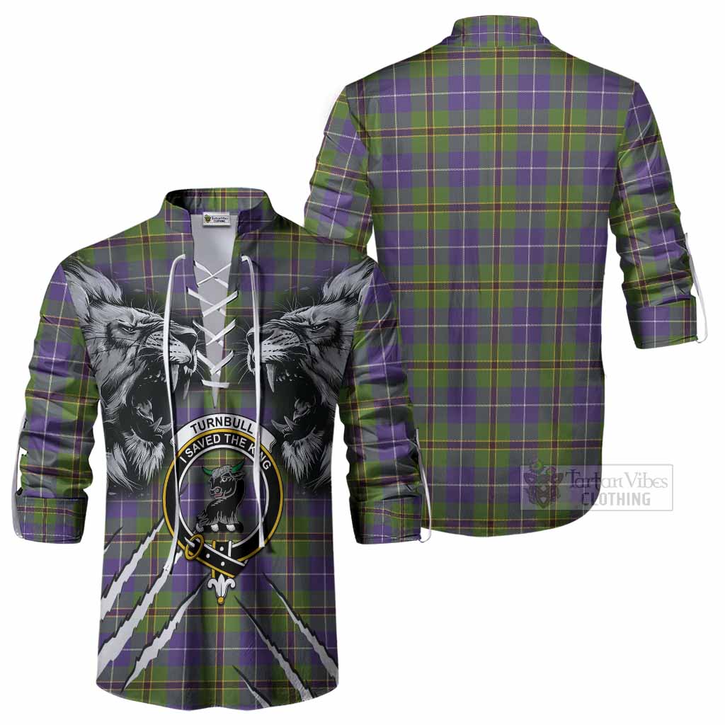 Turnbull Tartan Crest Ghillie Shirt Ferocious Lion Style