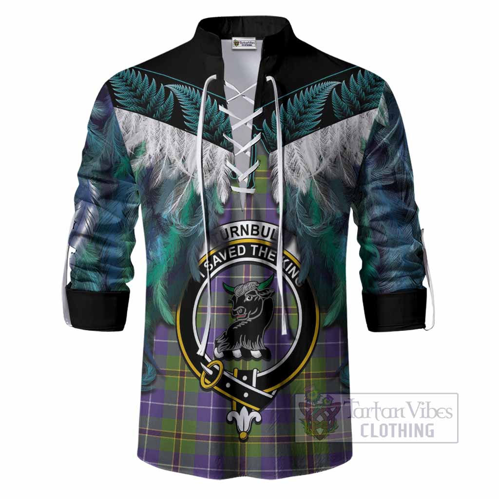 Turnbull Tartan Crest Ghillie Shirt New Zealand Maori Korowai Cloak