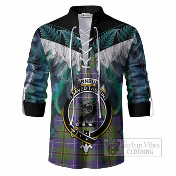 Turnbull Tartan Crest Ghillie Shirt New Zealand Maori Korowai Cloak
