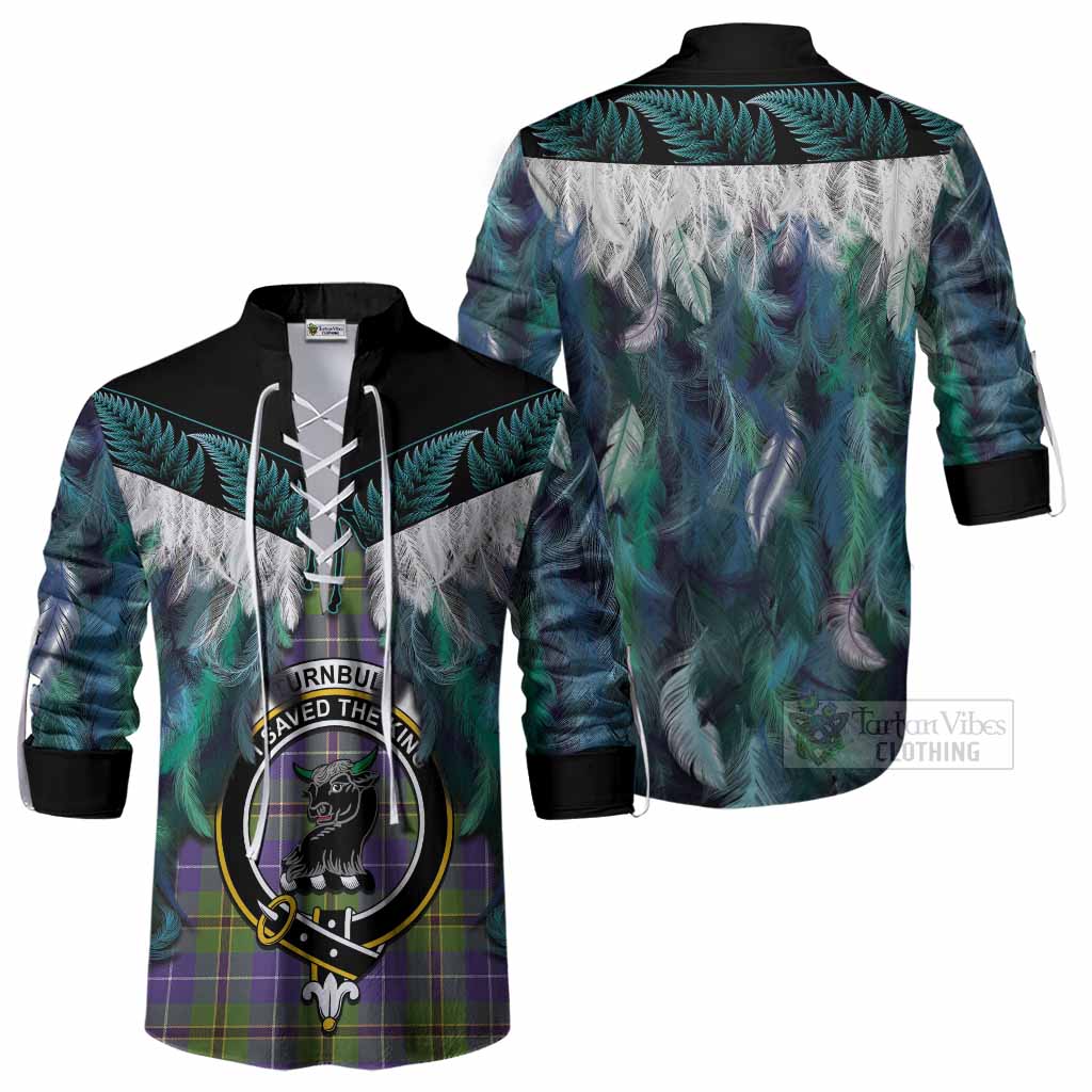 Turnbull Tartan Crest Ghillie Shirt New Zealand Maori Korowai Cloak