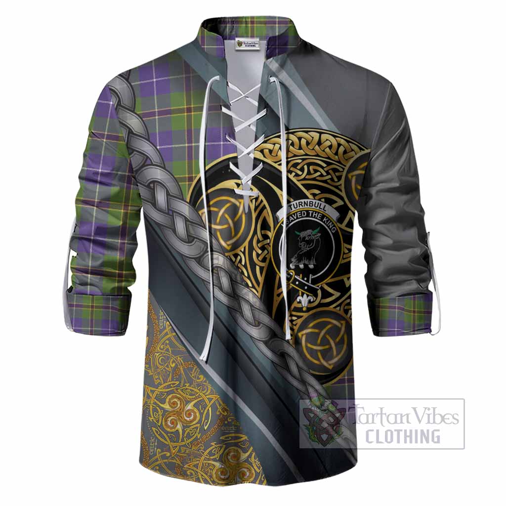Turnbull Tartan Crest Ghillie Shirt Scottish Triskele Celtic