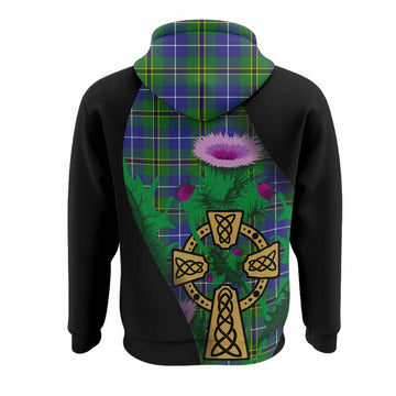 Turnbull Tartan Crest Hoodie Celtic Cross Thistle Flowers
