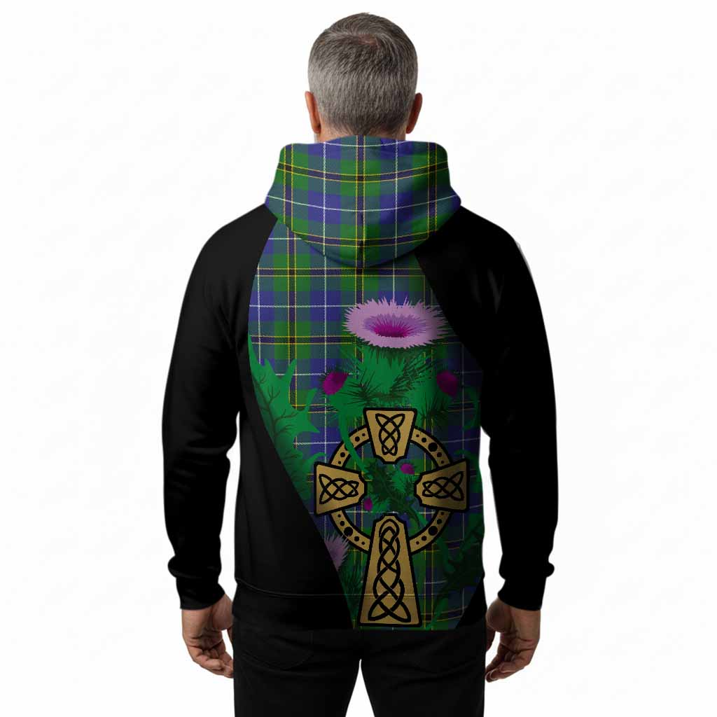 Turnbull Tartan Crest Hoodie Celtic Cross Thistle Flowers