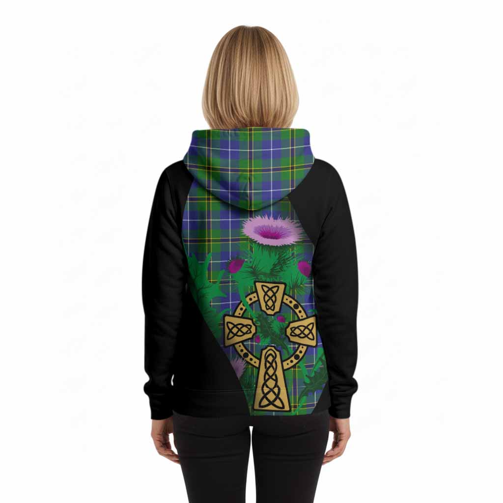 Turnbull Tartan Crest Hoodie Celtic Cross Thistle Flowers