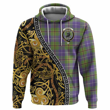 Turnbull Tartan Crest Hoodie Celtic Knot and Triple Trickle Spiral Symbols