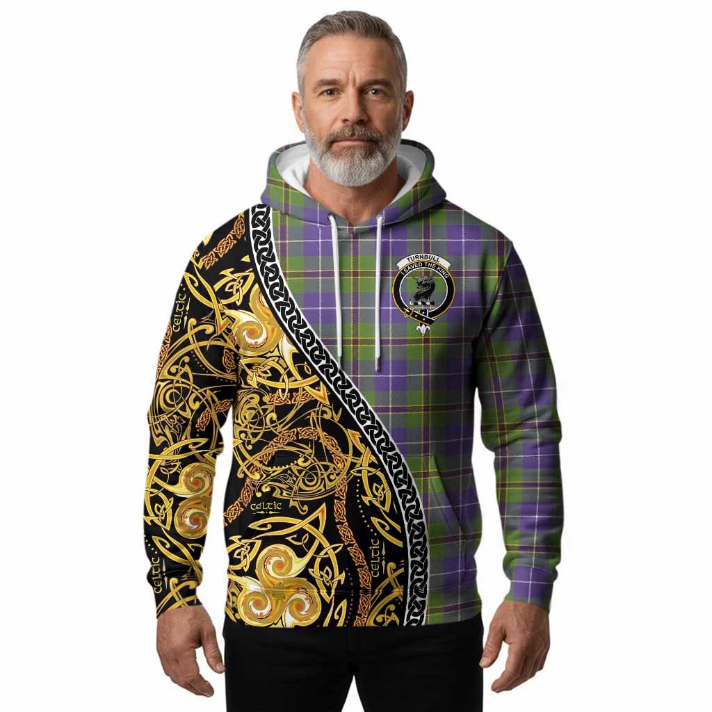 Turnbull Tartan Crest Hoodie Celtic Knot and Triple Trickle Spiral Symbols