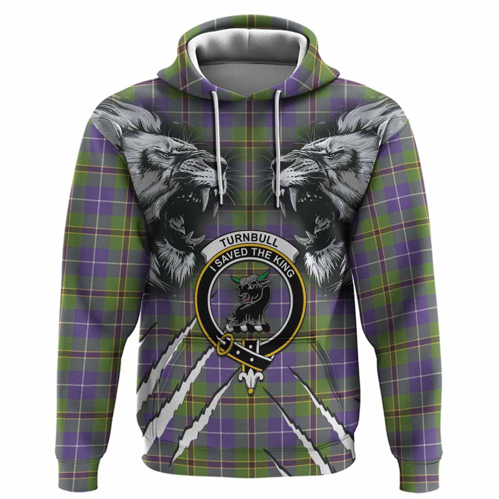 Turnbull Tartan Crest Hoodie Ferocious Lion Style