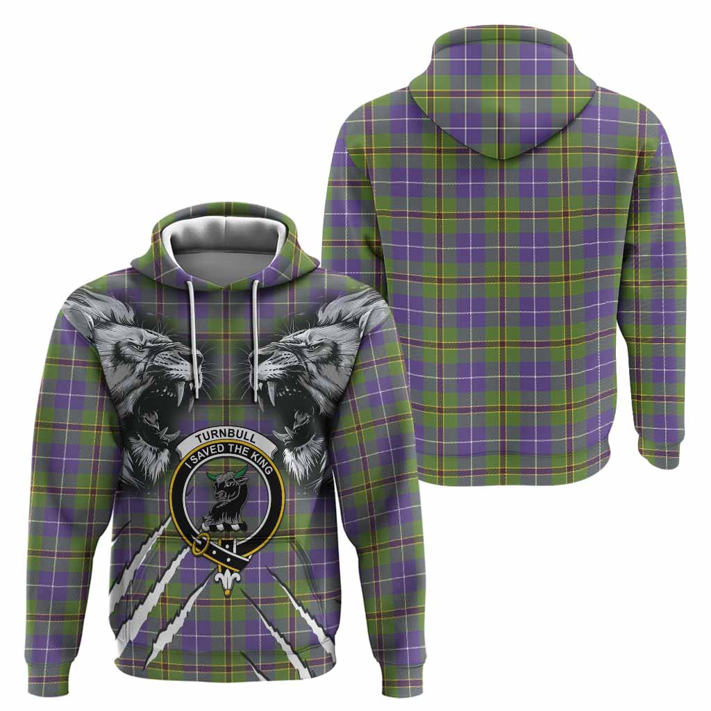 Turnbull Tartan Crest Hoodie Ferocious Lion Style
