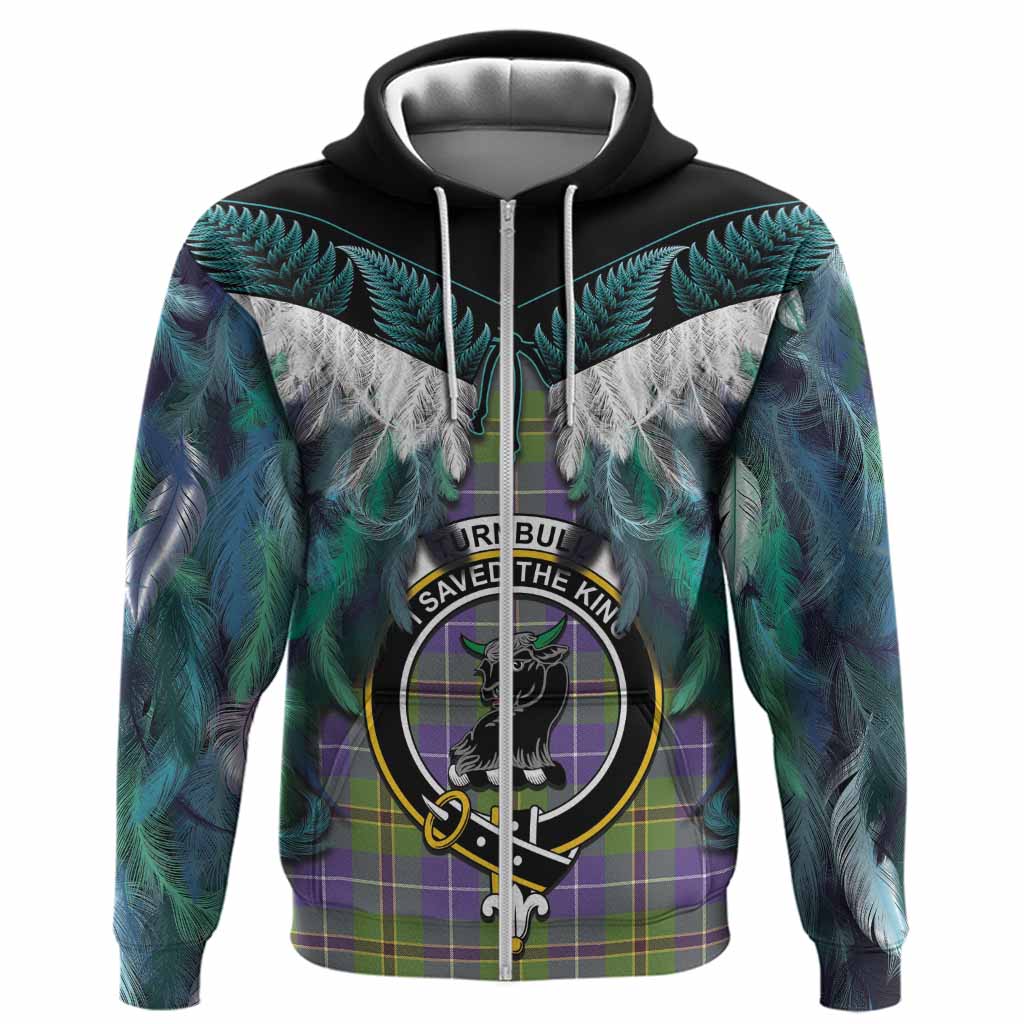 Turnbull Tartan Crest Hoodie New Zealand Maori Korowai Cloak