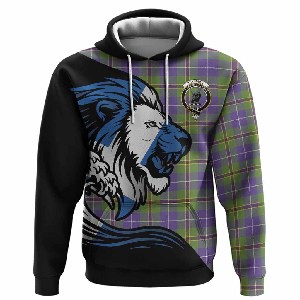 Turnbull Tartan Crest Hoodie Scottish Golden Lions Wave Flow