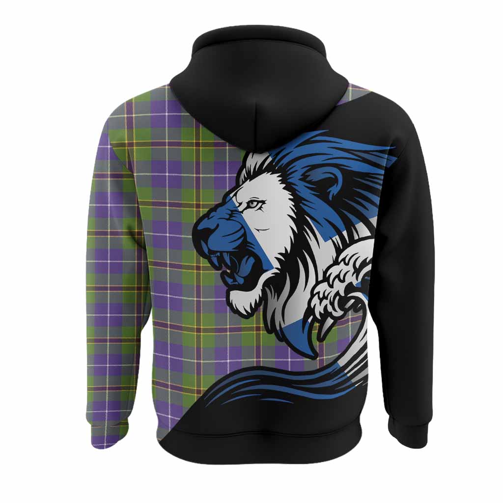 Turnbull Tartan Crest Hoodie Scottish Golden Lions Wave Flow
