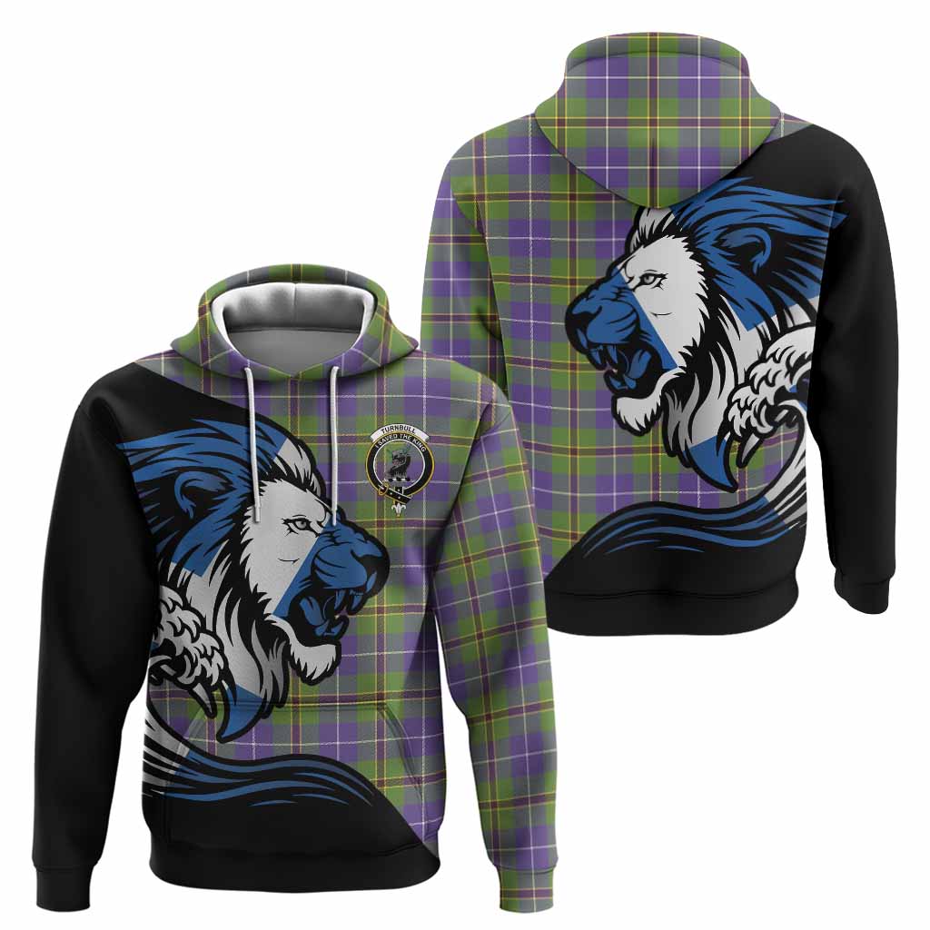 Turnbull Tartan Crest Hoodie Scottish Golden Lions Wave Flow