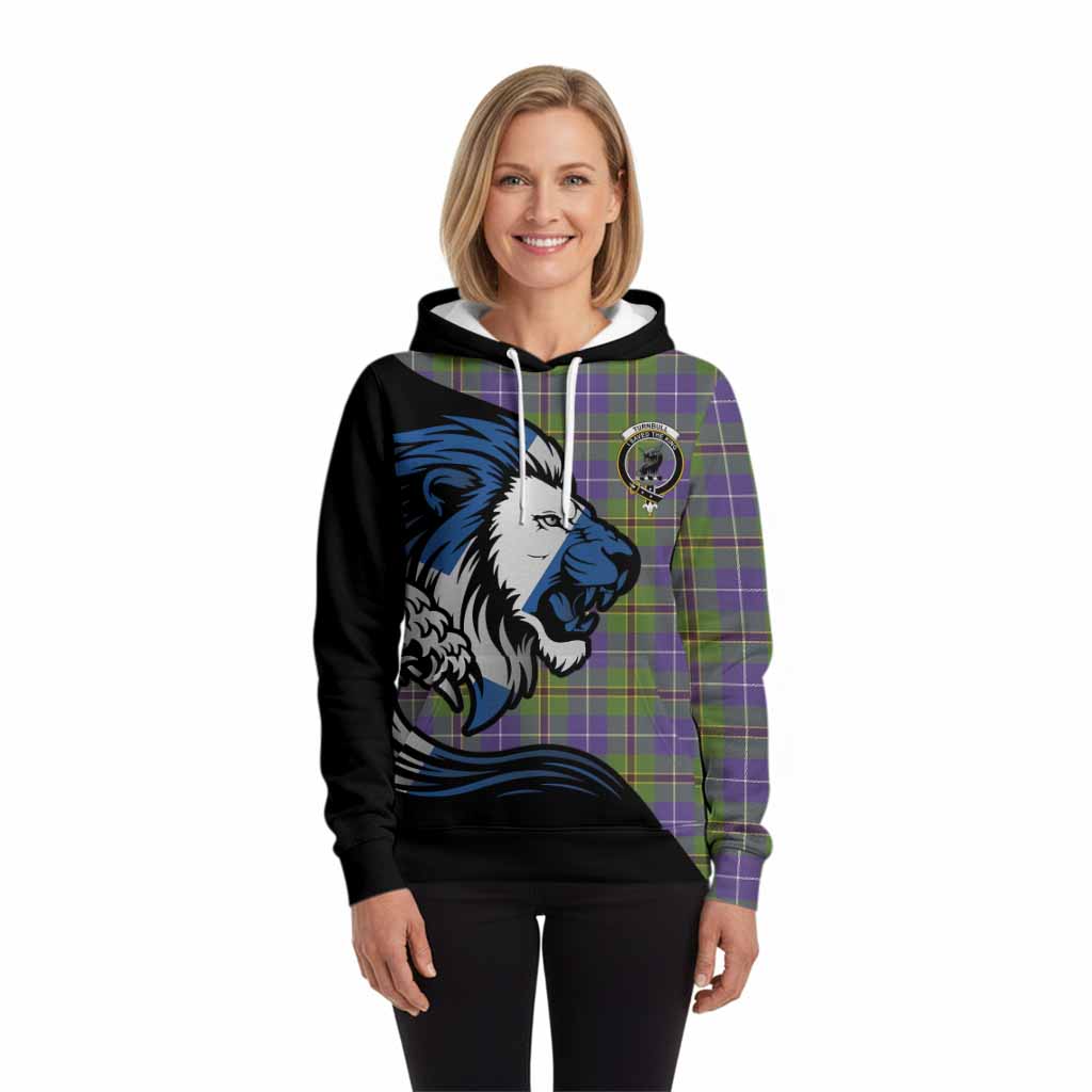 Turnbull Tartan Crest Hoodie Scottish Golden Lions Wave Flow
