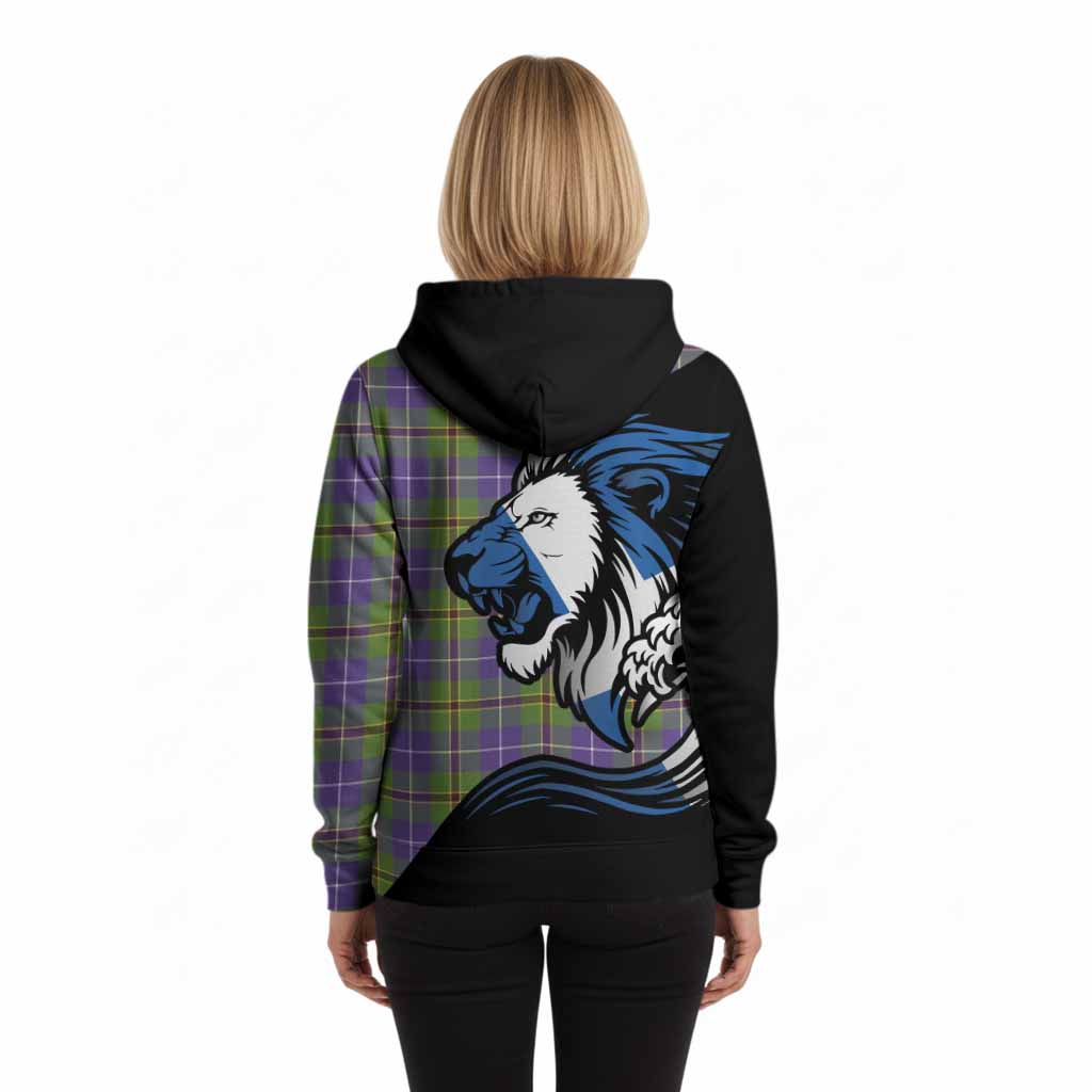 Turnbull Tartan Crest Hoodie Scottish Golden Lions Wave Flow