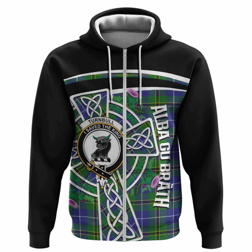 Turnbull Tartan Crest Hoodie Scottish Thistle Celtic Cross Alba Gu Brath