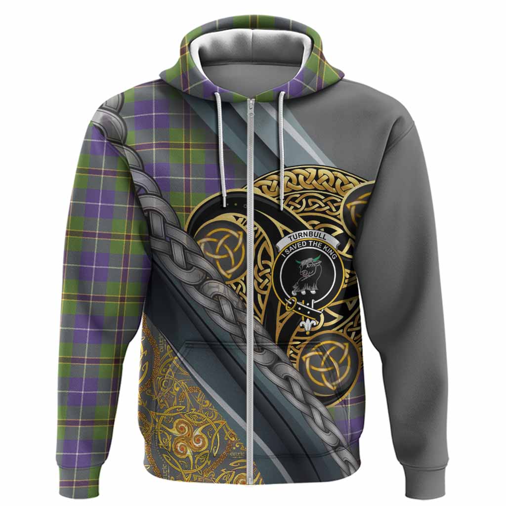 Turnbull Tartan Crest Hoodie Scottish Triskele Celtic