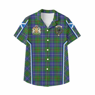Turnbull Tartan Crest Kid Hawaiian Shirt Scotland Coat of Arm Flag Style - Tartan Vibes Clothing