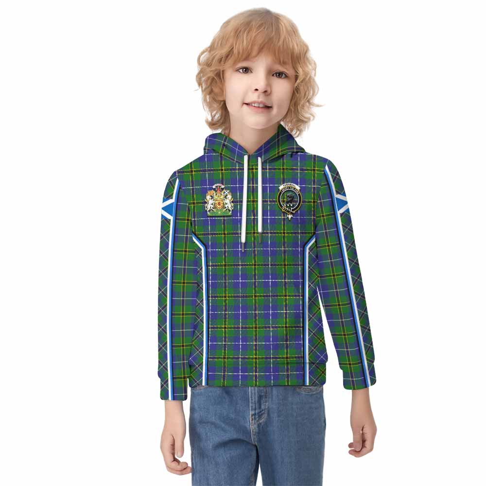Turnbull Tartan Crest Kid Hoodie Scotland Coat of Arm Flag Style - Tartan Vibes Clothing