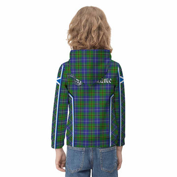 Turnbull Tartan Crest Kid Hoodie Scotland Coat of Arm Flag Style
