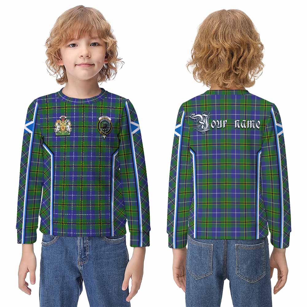 Turnbull Tartan Crest Kid Knitted Sweatshirt Scotland Coat of Arm Flag Style - Tartan Vibes Clothing
