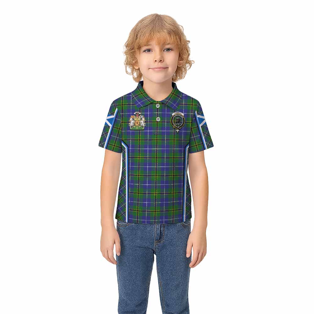 Turnbull Tartan Crest Kid Polo Shirt Scotland Coat of Arm Flag Style - Tartan Vibes Clothing