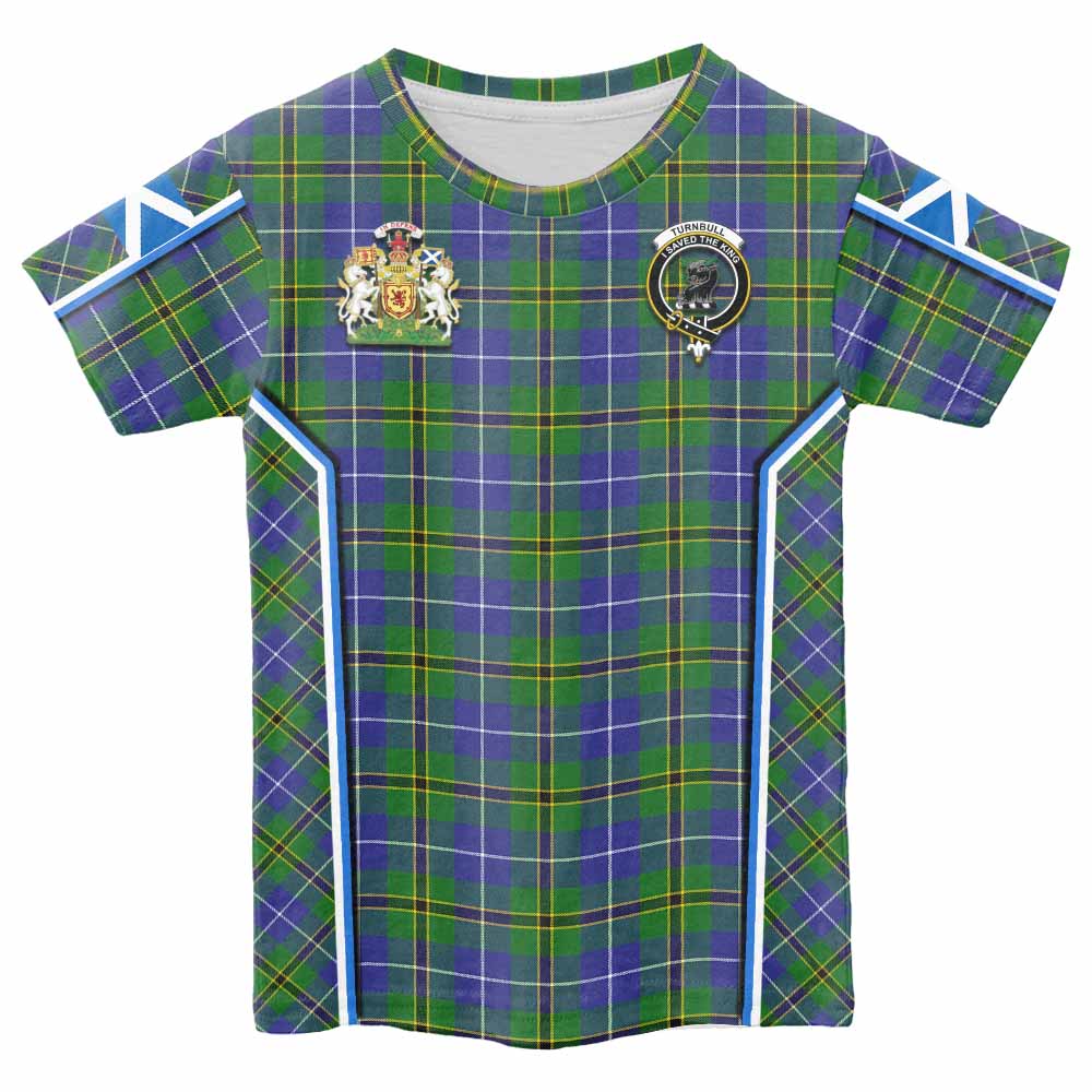 Turnbull Tartan Crest Kid T-shirt Scotland Coat of Arm Flag Style - Tartan Vibes Clothing