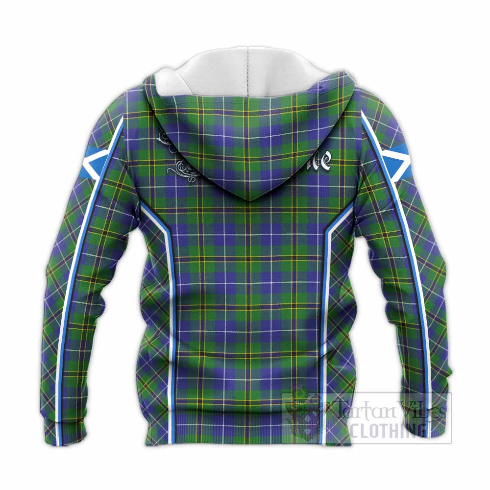 Turnbull Tartan Crest Knitted Hoodie Scotland Coat of Arm Flag Style - Tartan Vibes Clothing