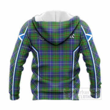Turnbull Tartan Crest Knitted Hoodie Scotland Coat of Arm Flag Style