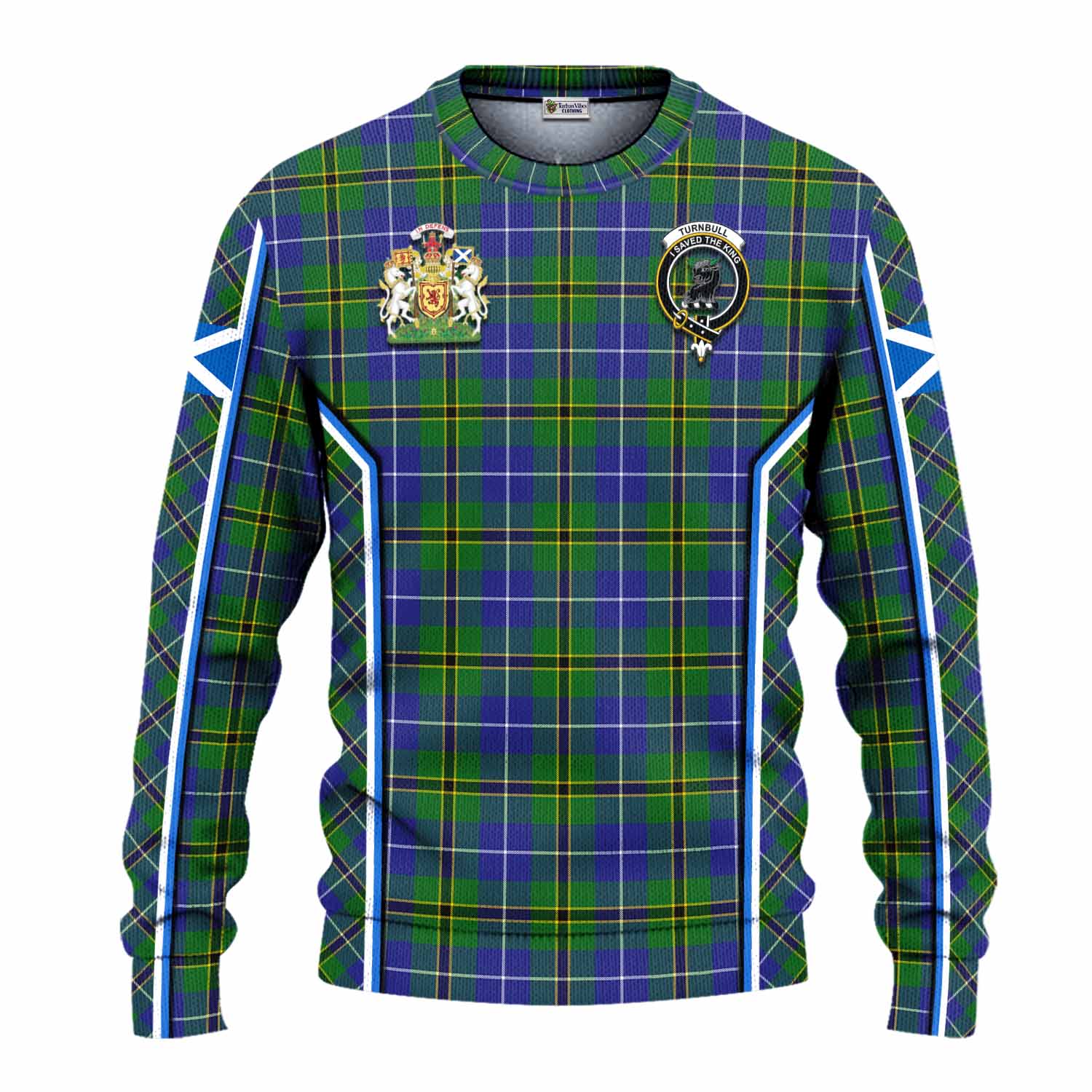 Turnbull Tartan Crest Knitted Sweater Scotland Coat of Arm Flag Style - Tartan Vibes Clothing