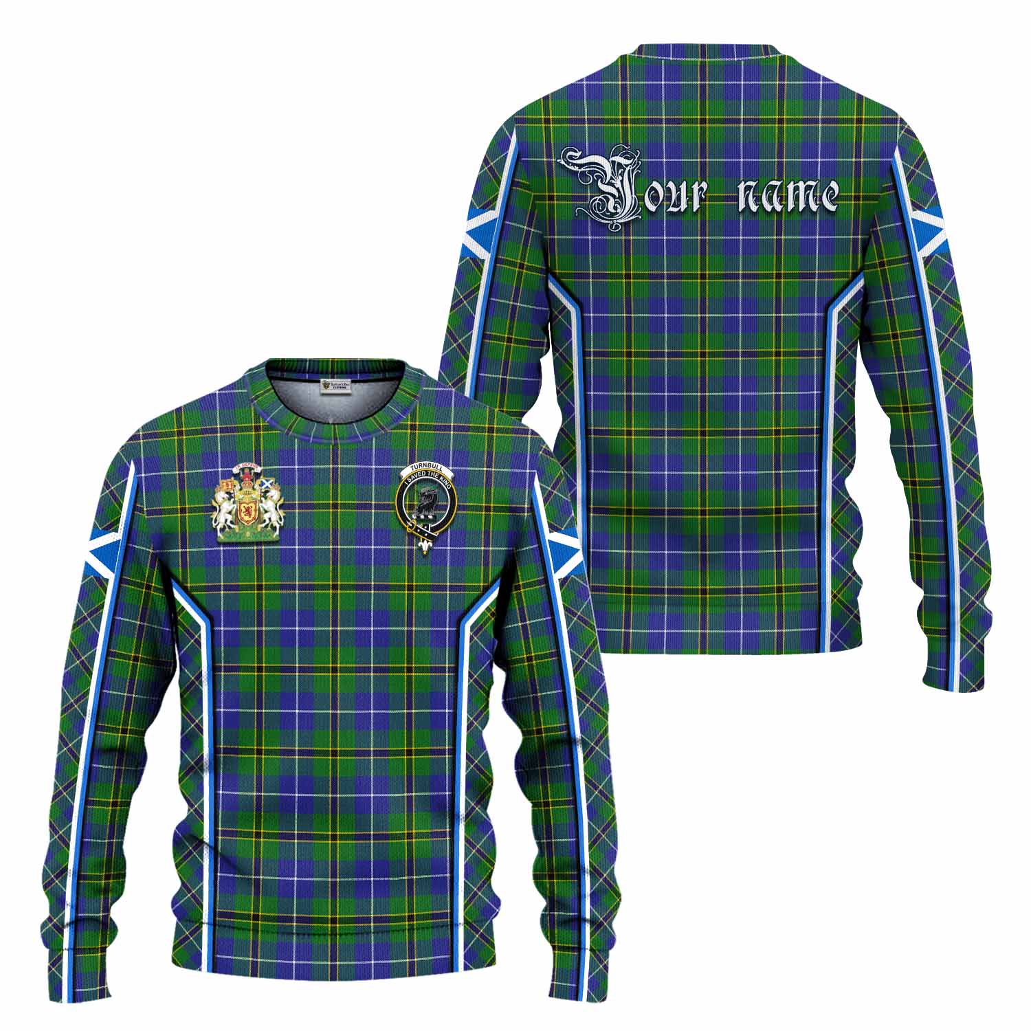 Turnbull Tartan Crest Knitted Sweater Scotland Coat of Arm Flag Style - Tartan Vibes Clothing