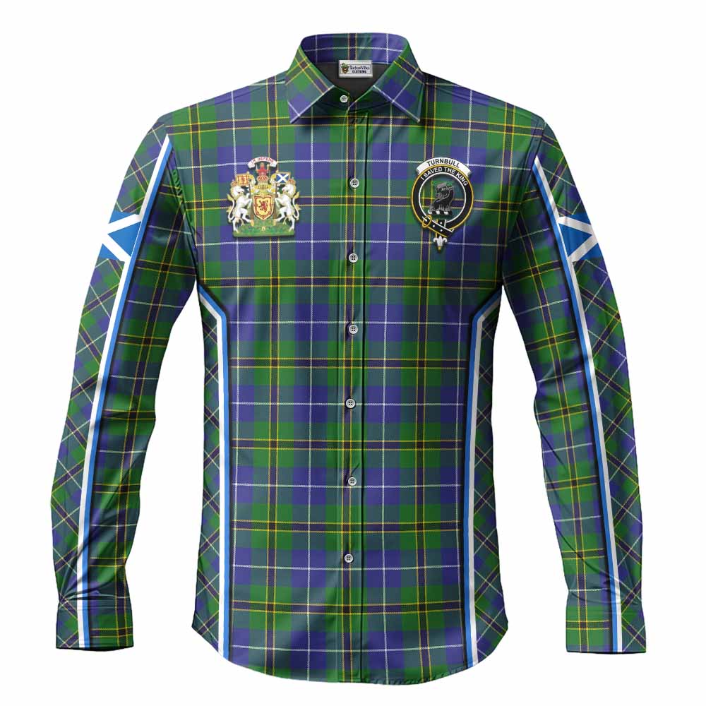 Turnbull Tartan Crest Long Sleeve Button Shirts Scotland Coat of Arm Flag Style - Tartan Vibes Clothing