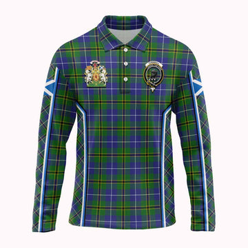 Turnbull Tartan Crest Long Sleeve Polo Shirt Scotland Coat of Arm Flag Style