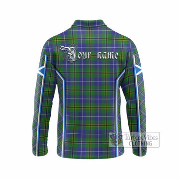 Turnbull Tartan Crest Long Sleeve Polo Shirt Scotland Coat of Arm Flag Style