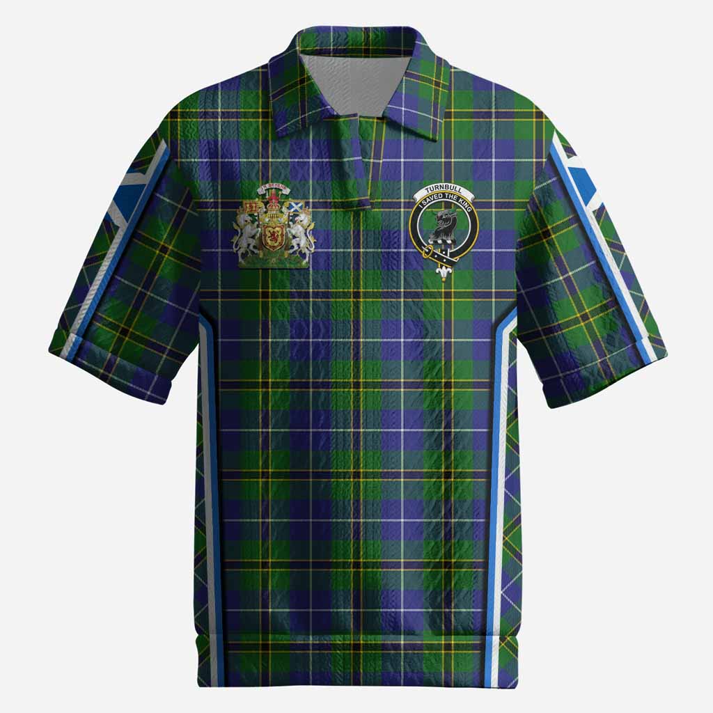 Turnbull Tartan Crest Men’s Polo Sweater Top Scotland Coat of Arm Flag Style