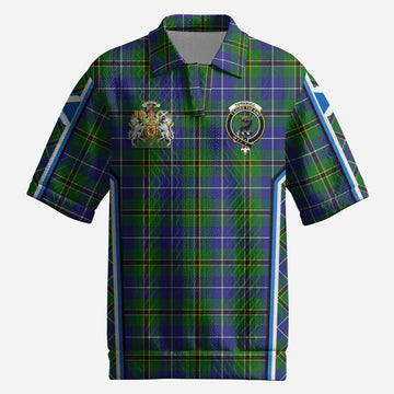 Turnbull Tartan Crest Men’s Polo Sweater Top Scotland Coat of Arm Flag Style