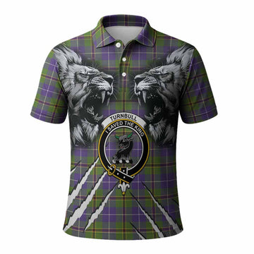 Turnbull Tartan Crest Polo Shirt Ferocious Lion Style