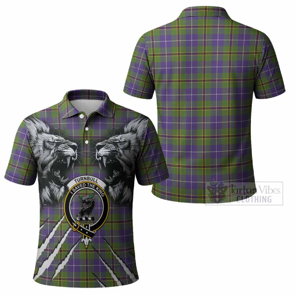 Turnbull Tartan Crest Polo Shirt Ferocious Lion Style