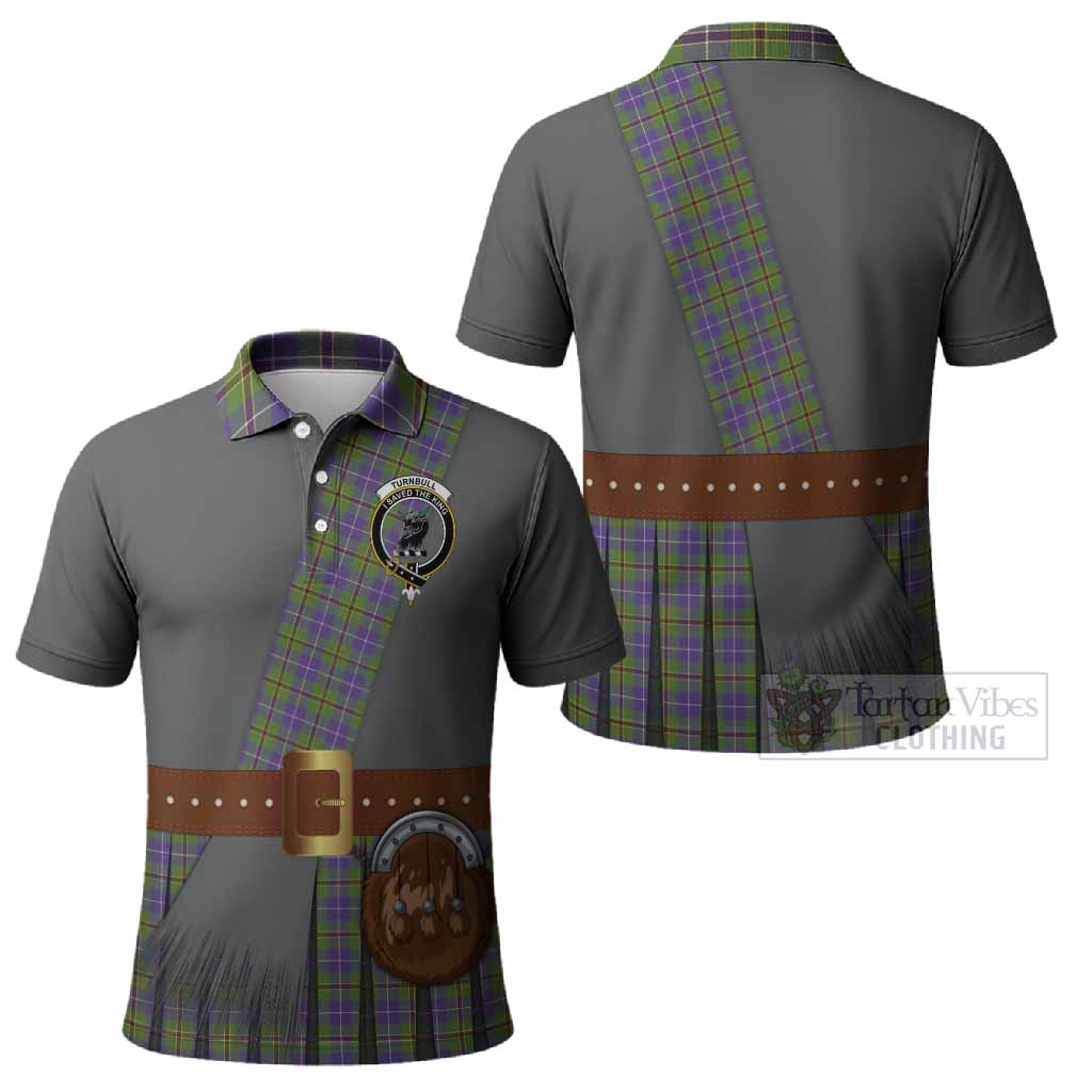 Turnbull Tartan Crest Polo Shirt Kilt Costume Style