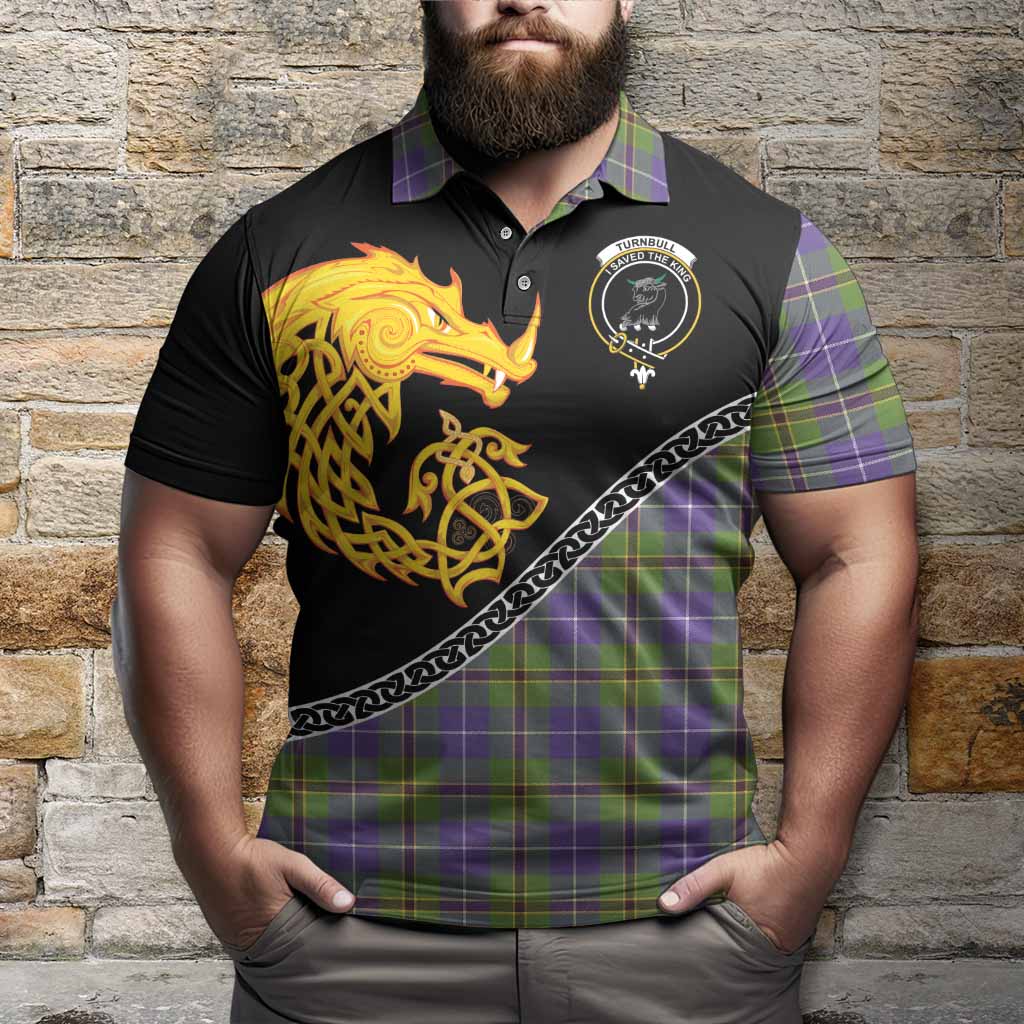 Turnbull Tartan Crest Polo Shirt Legendary Dragon Knot Half Style